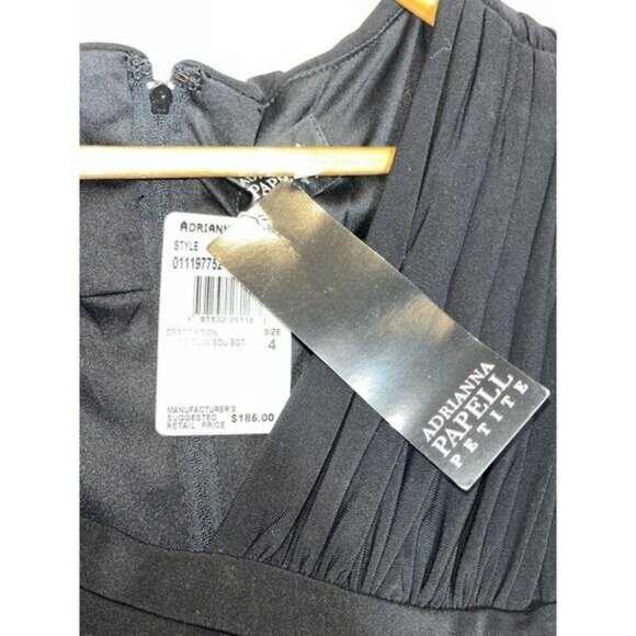 NWT Adrianna Papell Black Taffeta Cocktail  A-Line Women's  Midi Dress Size 4 - Picture 9 of 9